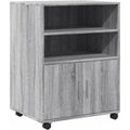 Meuble de rangement armoire gris en bois d'ingenierie