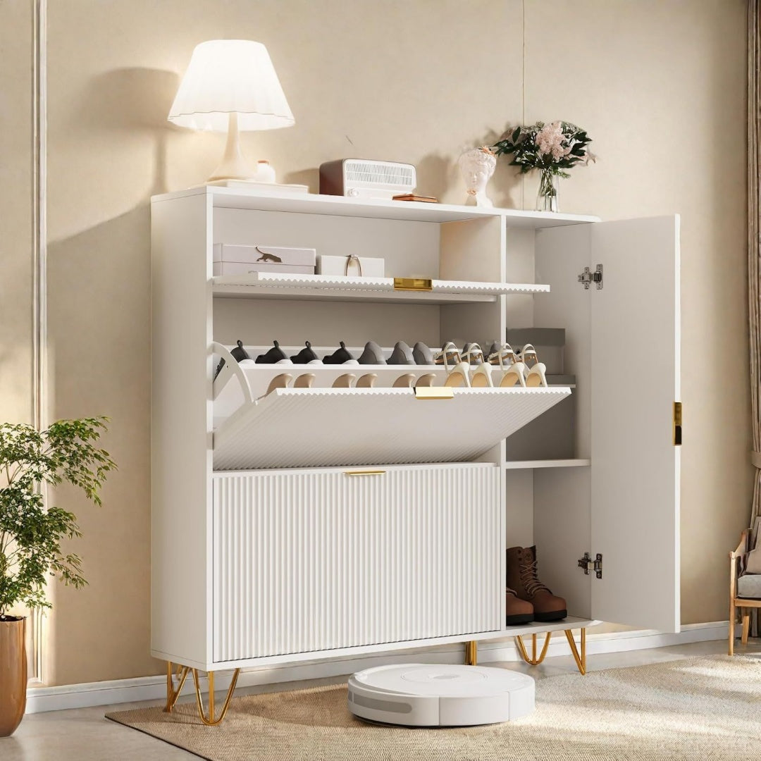 Armoire a chaussures gris clair, contemporain, polyvalent et elegant