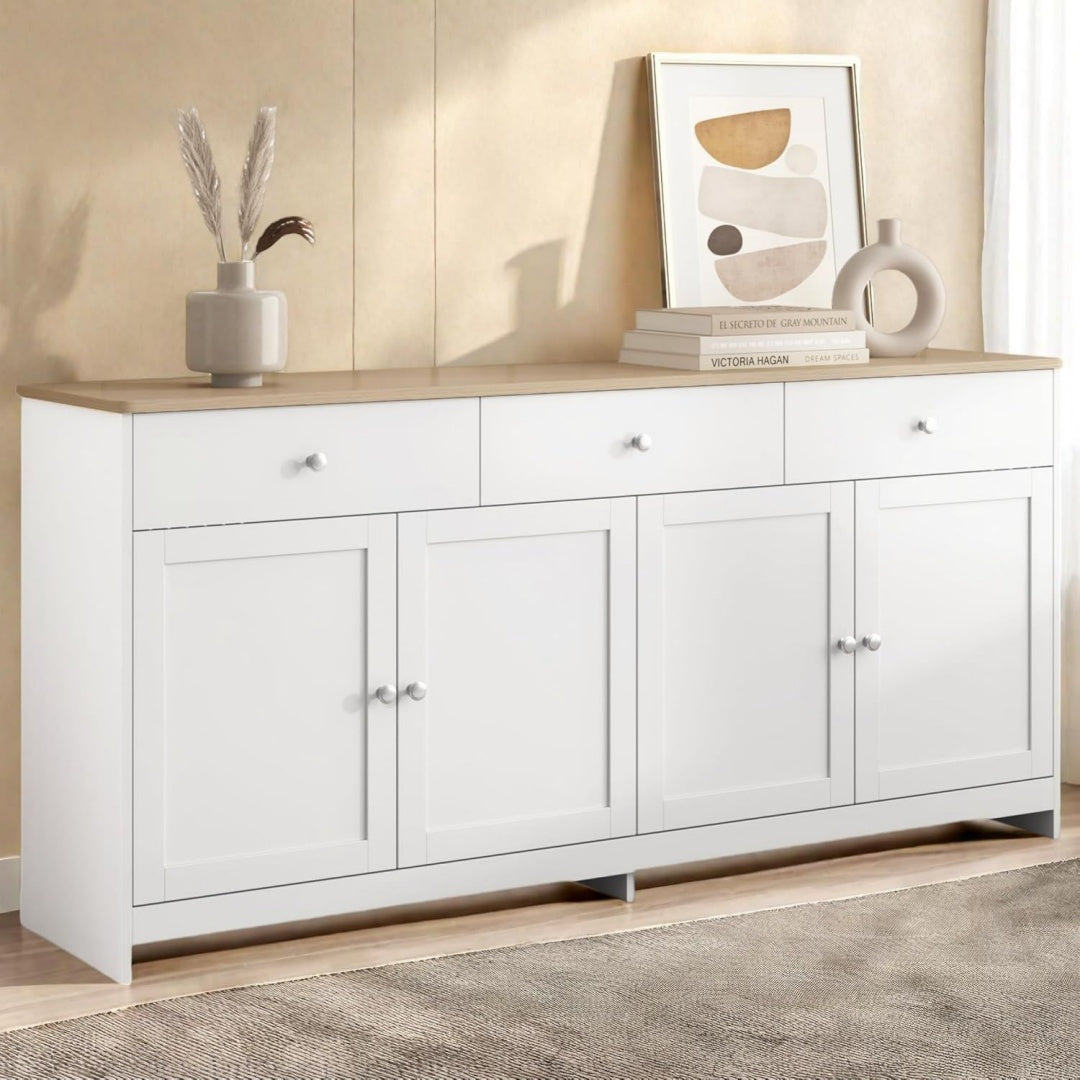 Vaisselier gris clair allure contemporaine hauteur reglable
