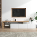 Meuble tele gris clair 2 etageres de rangement, verre design moderne