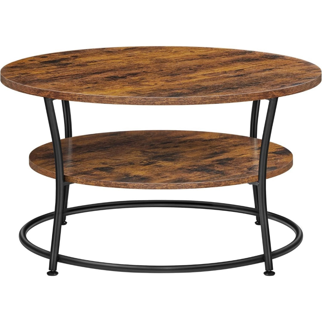 Table de salon marron structure metallique, 80 x 80 x 46, 5 cm