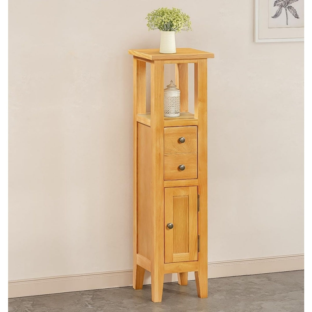 Presentoir vitre gris clair en bois avec 1 tiroir