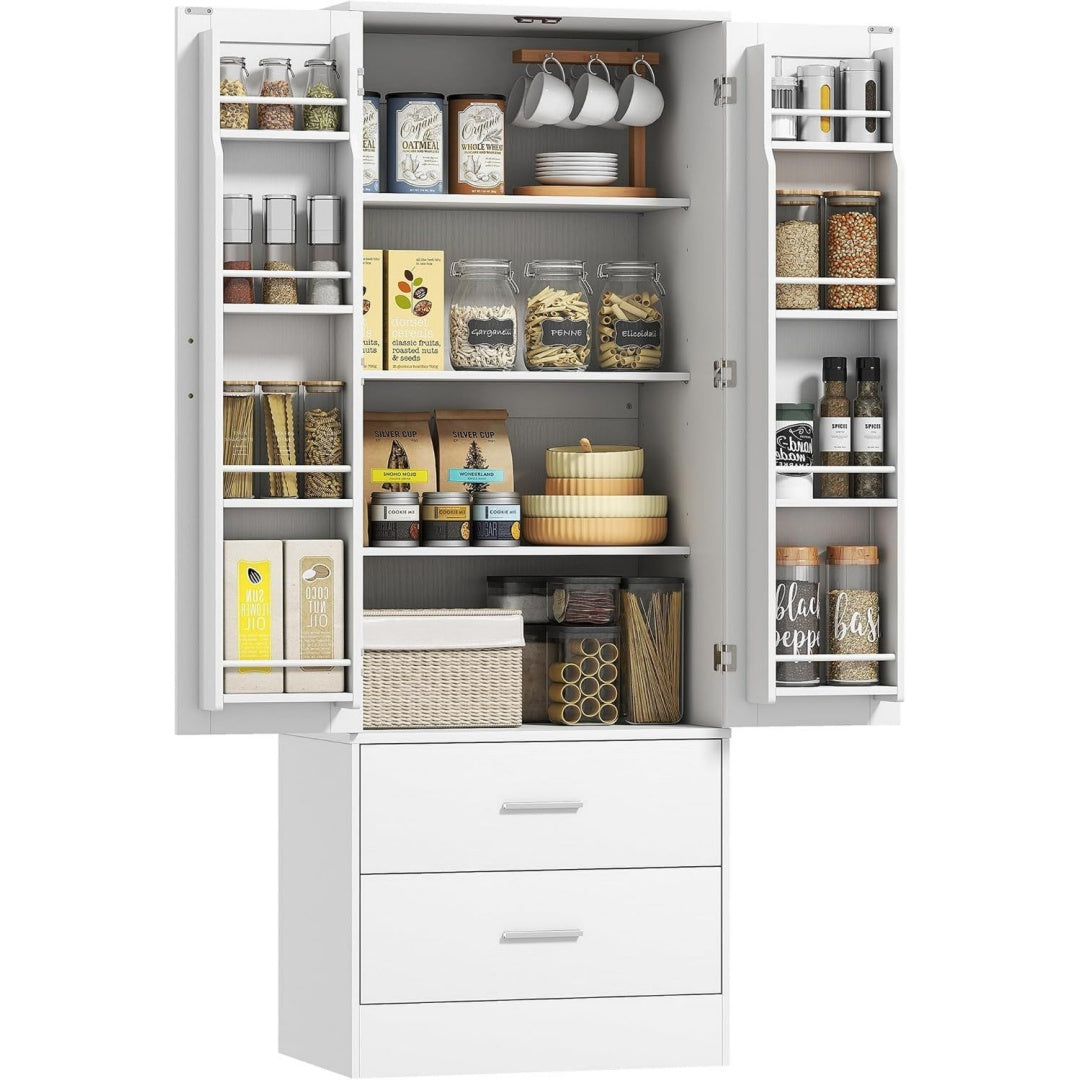 Buffet gris clair ports USB integres a 2 portes bois ingenierie