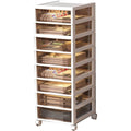 Meuble structure metallique 8 tiroirs rose avec eclairage LED