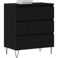 Meuble noir design epure 3 tiroirs 60 x 35 x 70 cm
