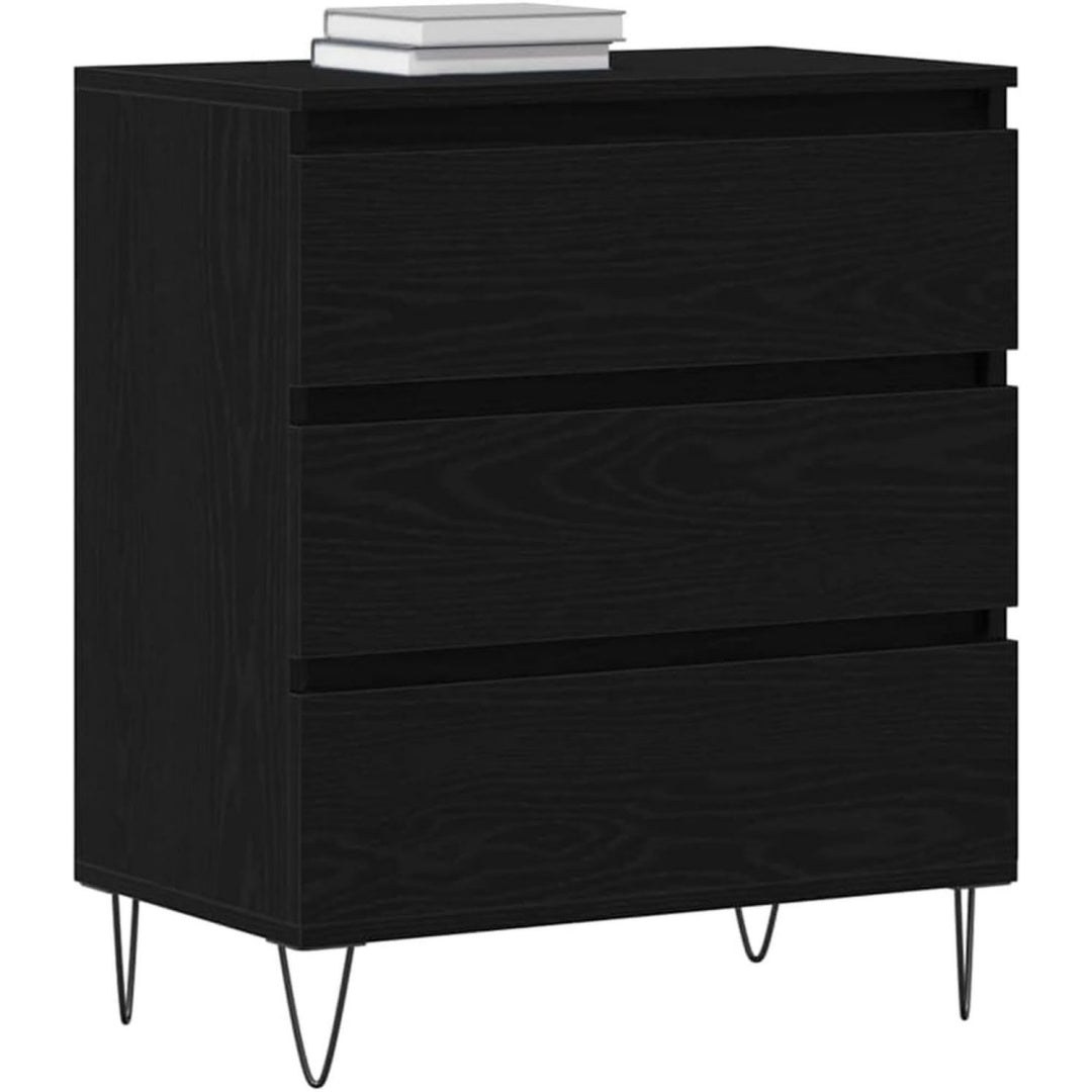 Meuble noir design epure 3 tiroirs 60 x 35 x 70 cm