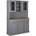 Buffet gris fonce 5 portes, 3 tiroirs et 6 etageres