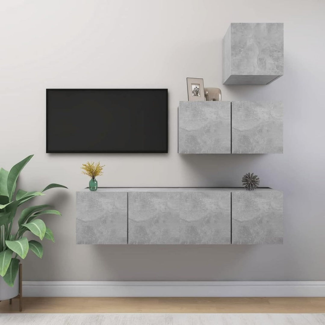 Ensemble de meubles gris fonctionnel grand espace de rangement