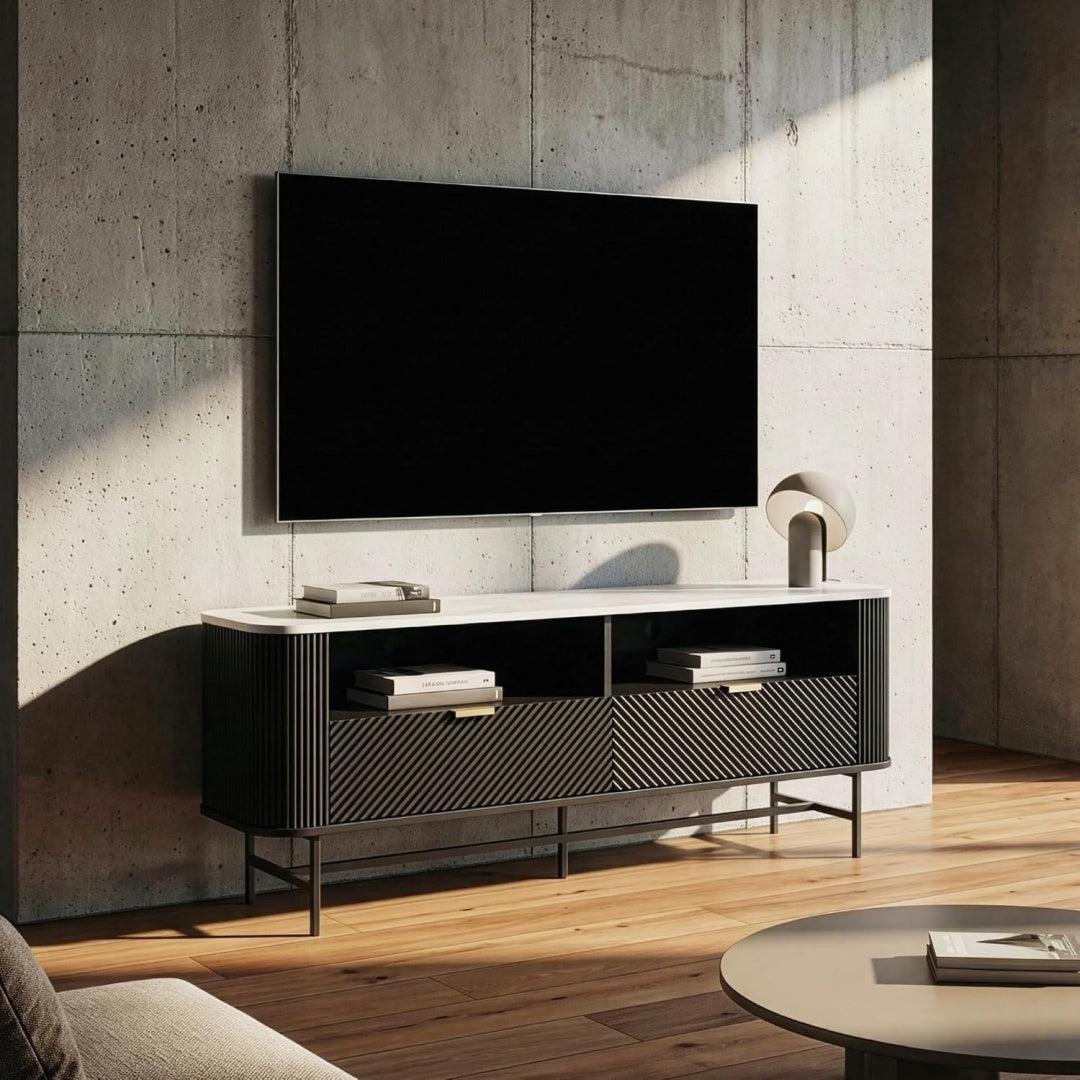 Meuble TV design moderne bordeaux
