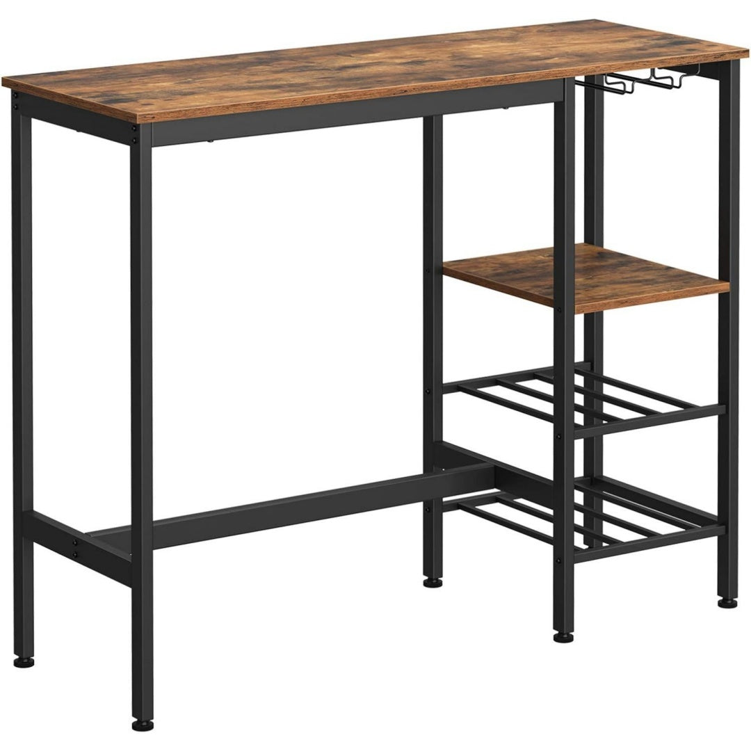 Grise table de repas style industriel, 2 portes en verre