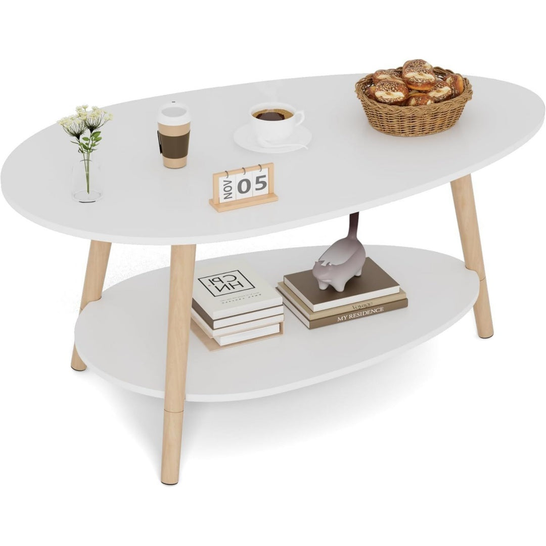 Discret table basse gris clair 90 x 50 x 44 cm