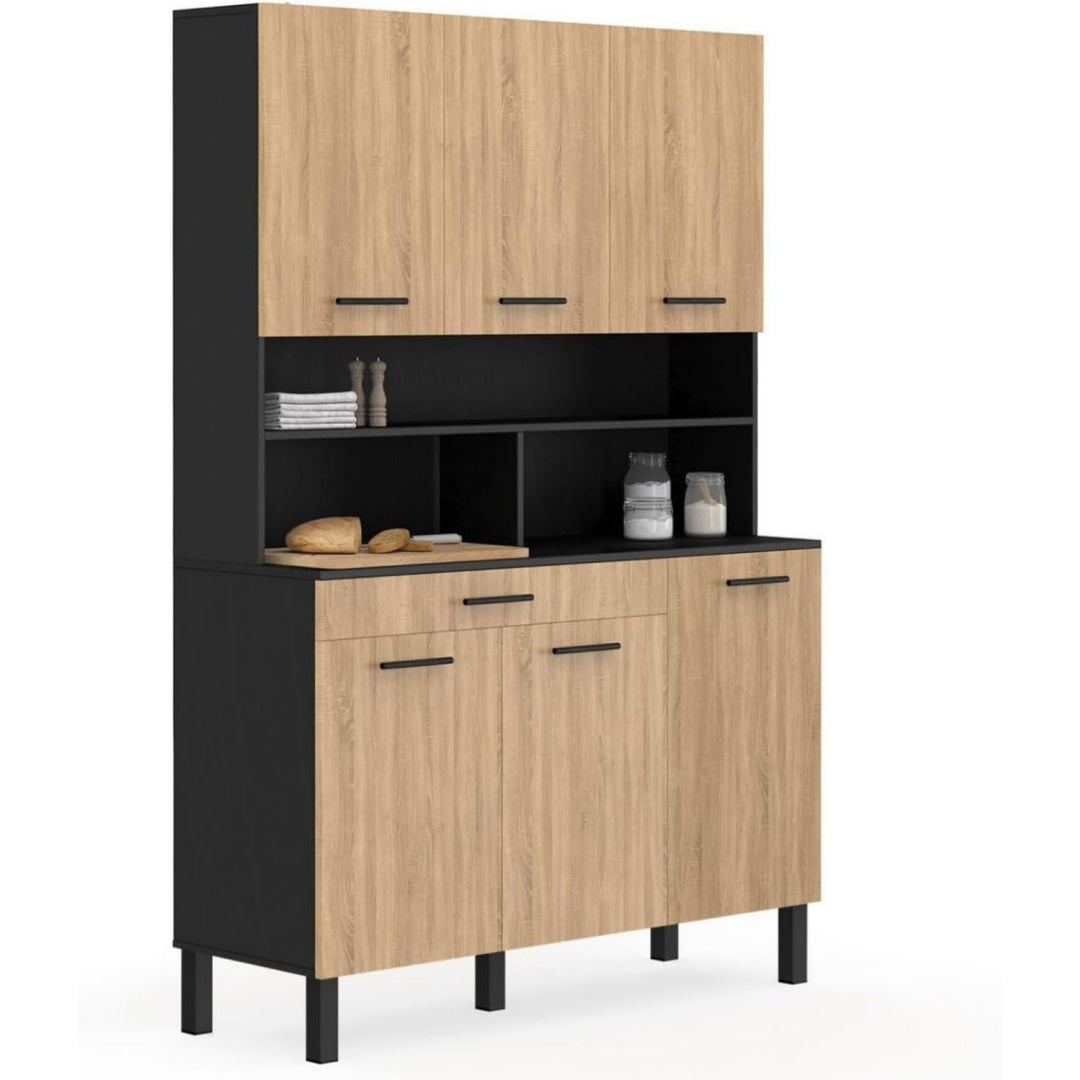 Buffet marron moderne 1 etagere 120 x 40 x 177 cm