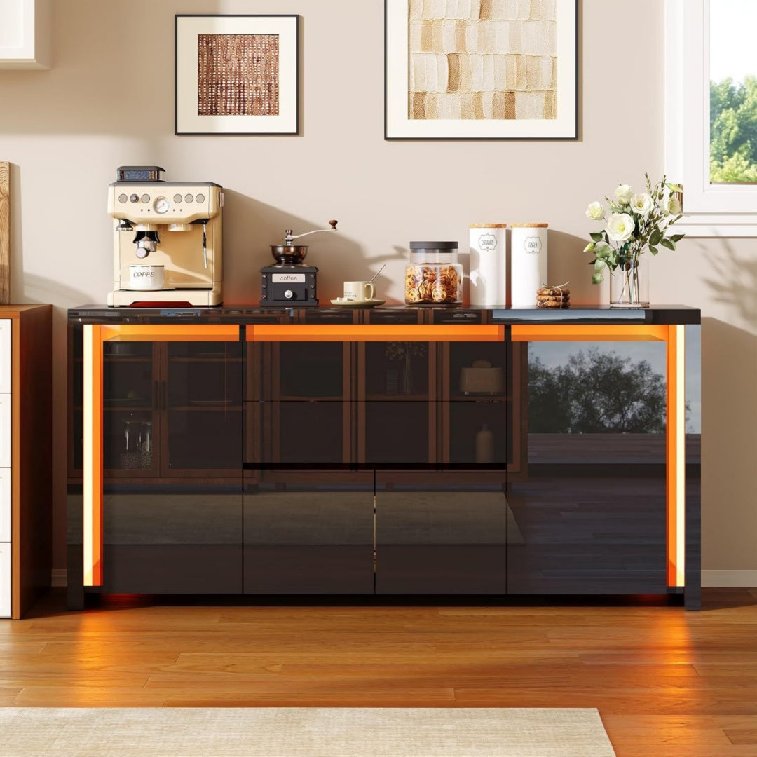 Buffet marron (160 x 35 x 75 cm), espace de rangement genereux