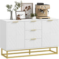 Buffet gris clair style contemporain metal 3 tiroirs