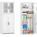 Meuble colonne en verre trempe gris clair, contemporain, rangement pratique