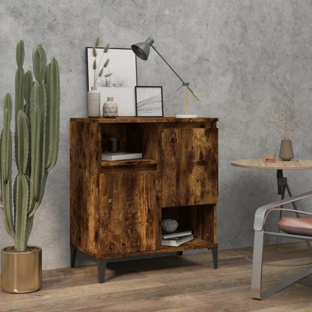etageres reglables, buffet gris en bois
