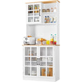 Buffet 80 x 37 x 183 cm en MDF et verre solide