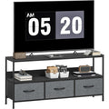 Banc TV gris fonce avec 3 tiroirs, metal