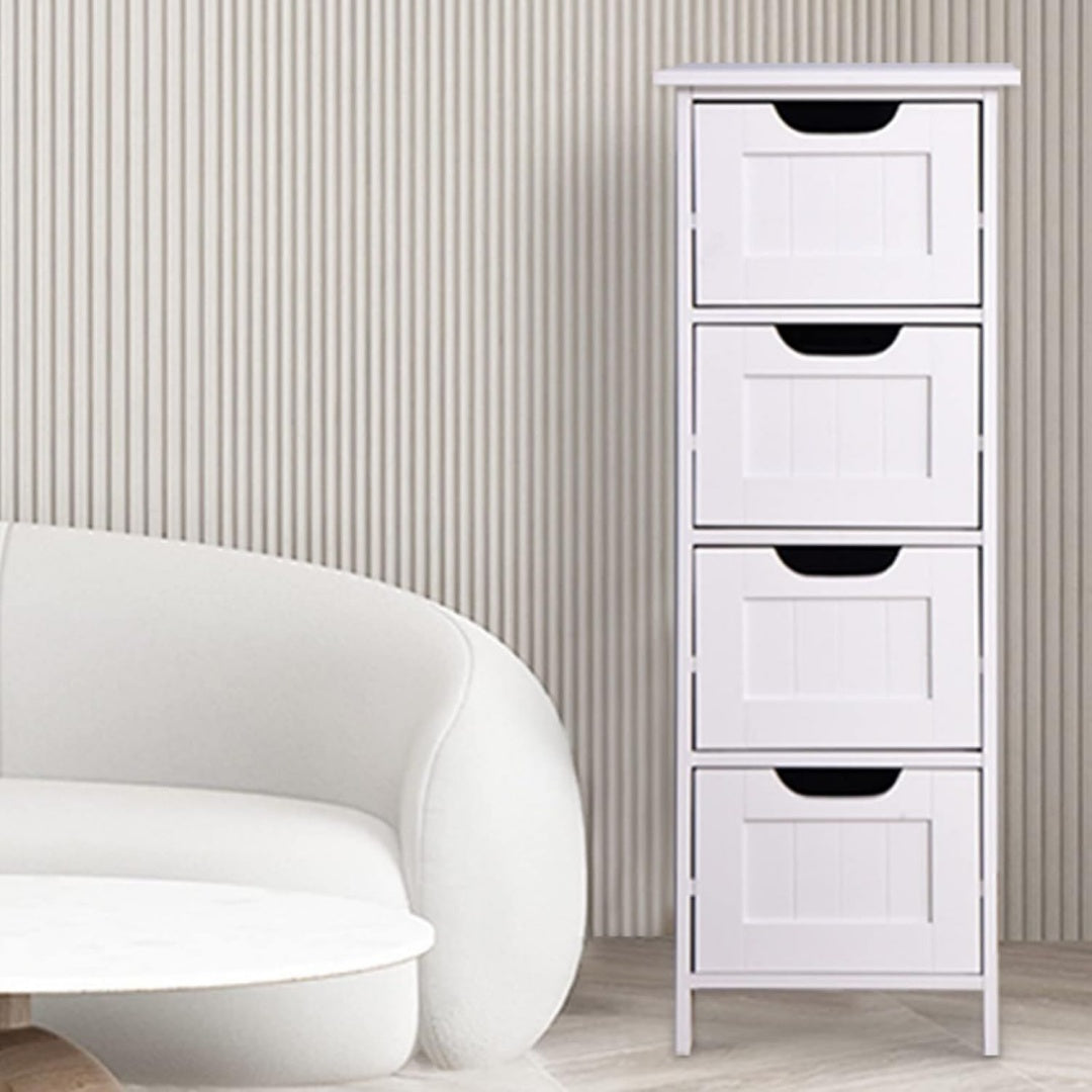 Meuble sur pied gris clair, contemporain, ideal pour cuisine