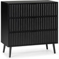 Chiffonnier gris fonce esprit scandinave 3 tiroirs