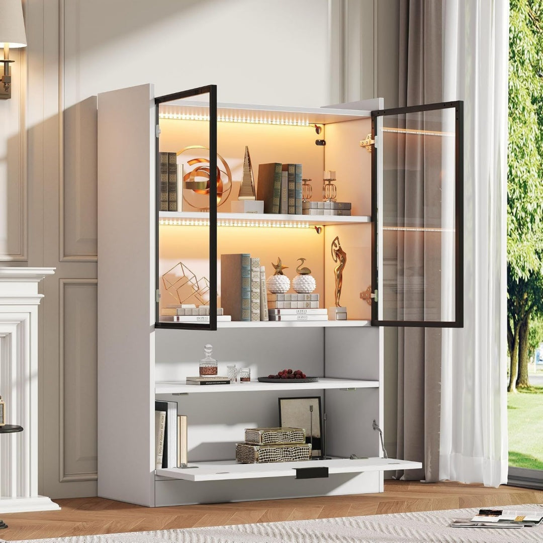 Gris et panneau de particules, presentoir vitre style moderne au rendu epure
